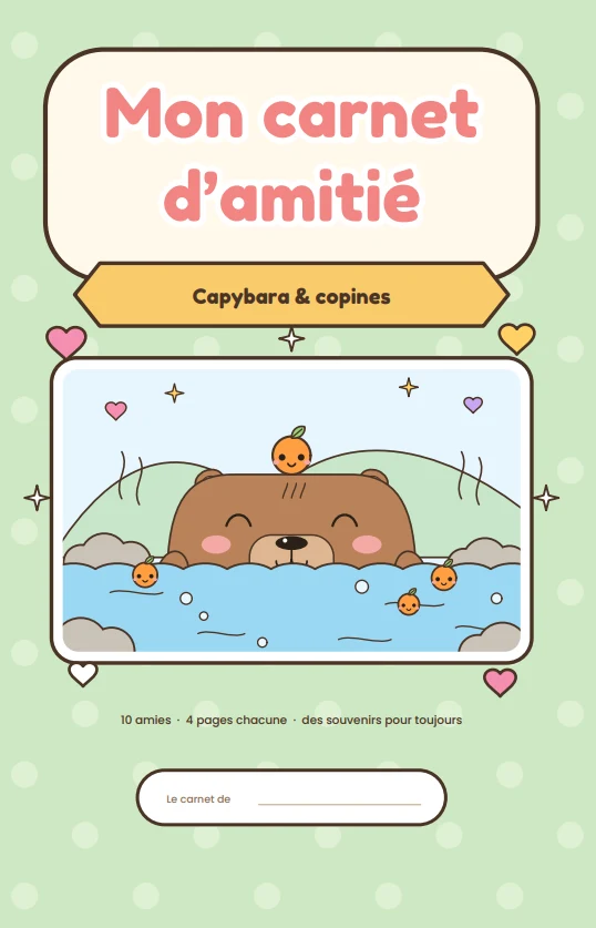 Couverture : Mon carnet d’amitié : Capybara & copines