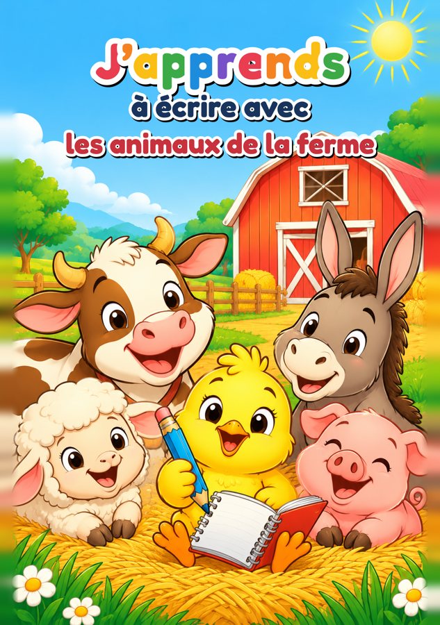 Couverture : J’apprends à écrire avec les animaux de la ferme