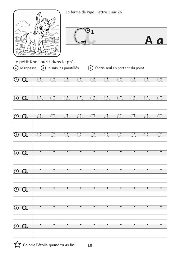 Page intérieure 1 du livre J’apprends à écrire avec les animaux de la ferme