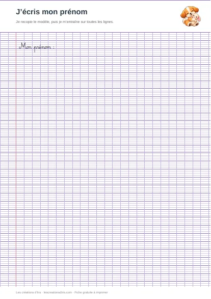 Aperçu de la fiche mon prénom