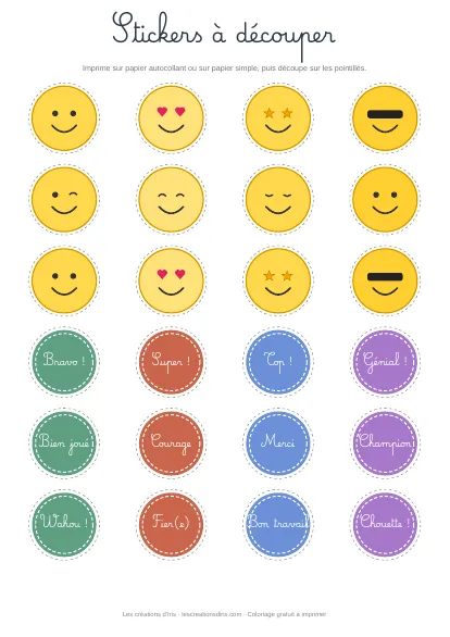 Aperçu des stickers emojis et bravo